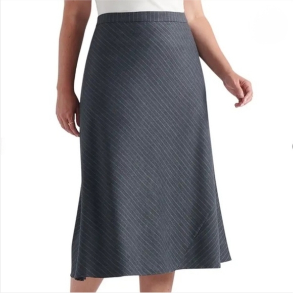 Pari Passu Chase Pinstripe Bias A-Line Skirt Work Office Siren Academic - Picture 1 of 12